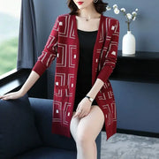 Sweater Cardigan Versatile Spring and Autumn Style Outerwear for Middle-aged Women Windbreaker Cardigan Knitted Jacket