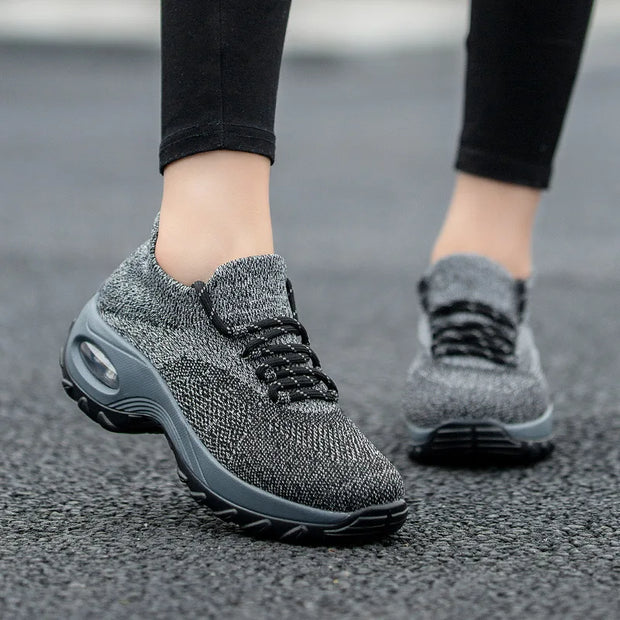 Women Casual Shoes Yellow Walk Shoes Arch Support Casual Sneakers Air Cushion Sport Running Shoes Breathable Autumn Sock Sneaker