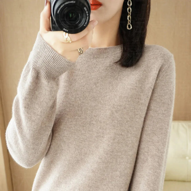 Autumn And Winter Cashmere Sweater Women's Crew Neck Pullover Casual Knitted Top Women's Short Undercoat Fashion 18 Colors