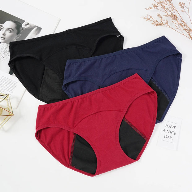 3PCS Cotton Menstrual Panties Leak Proof Briefs Women Physiological Pants Female Quick-dry Underwear Plus Size M-3XL