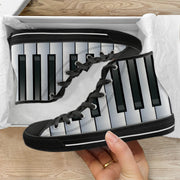 INSTANTARTS Casual Lace Up Sneakers for Ladies Music Notes Brand Design Classic High Top Canvas Footwear Vulcanized Flat Shoes