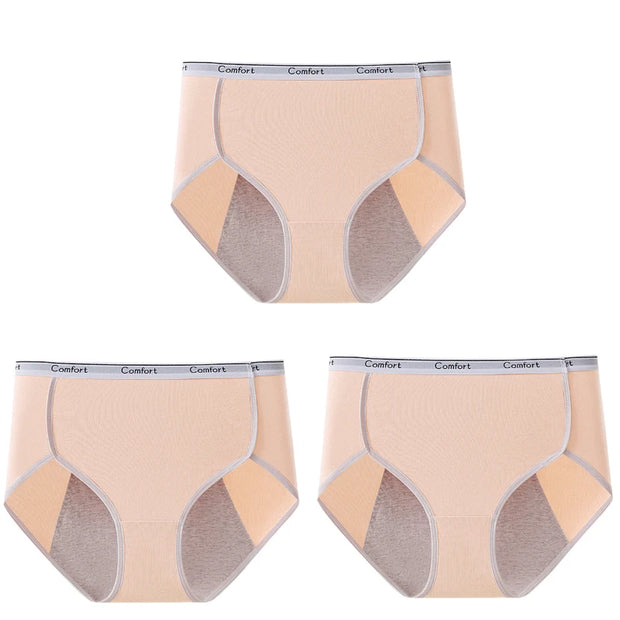 3pcs Girl Menstrual Panties Women's Physiological Briefs Ladies Period Leak Proof Panty High Waist Cotton Underwear