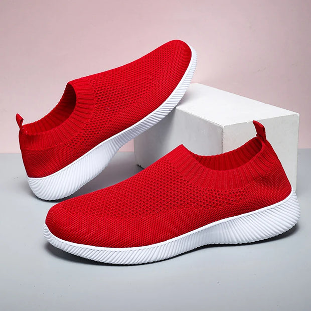 Women's Walking Shoes Wide Toe Box Knitted Slip-on Shoes for Women Comfortable and Soft Casual Work Loafer Shoes