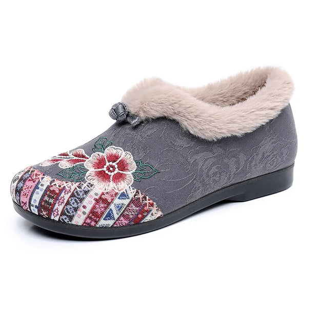 Winter Women's Fashion Non-Slip Flat Shoes Lightweight Casual Soft Snow Shoes Comfortable Plugging Thickening Warm Shoes