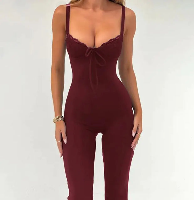 Women's Lace Chest Cup Sling Jumpsuit