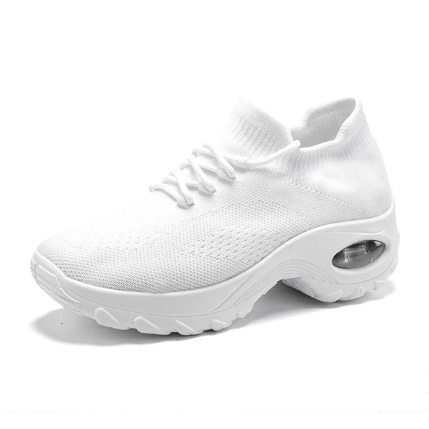 Women Casual Shoes Yellow Walk Shoes Arch Support Casual Sneakers Air Cushion Sport Running Shoes Breathable Autumn Sock Sneaker