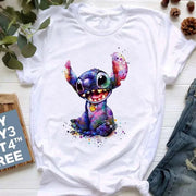 Kawaii stitch T Shirt Women Summer Tops Cartoon Heart Graphic Tees Cute Anime T-shirt Female Tshirt  Clothes