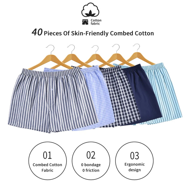 3pcs 100% Cotton Alo Men'S Panties Home Comfort Grid Fashion Male Shorts Boxers Man Underwear Alo Pants