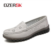 OZERSK Summer Women's Small White Shoes Non-Slip Hollow Breathable Ladies Casual Lightweight Soft Sole Single Shoes Size 35-41