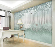 XUE SU wall covering professional custom wallpaper large mural hand-painted wood sika deer background wall