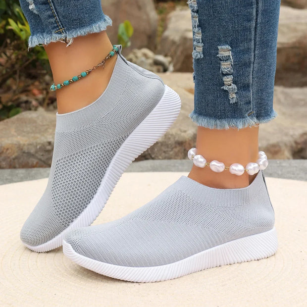 Women Flat Shoes Summer New Casual Breathable Mesh Loafers  Hollow Sneakers Barefoot Female Knitted Shoes for Women