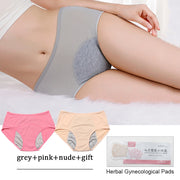 3pcs Leak Proof Menstrual Panties+Herbal Gynecological Pads Women Sanitary Panties  Plus Size Physiological Waterproof Briefs