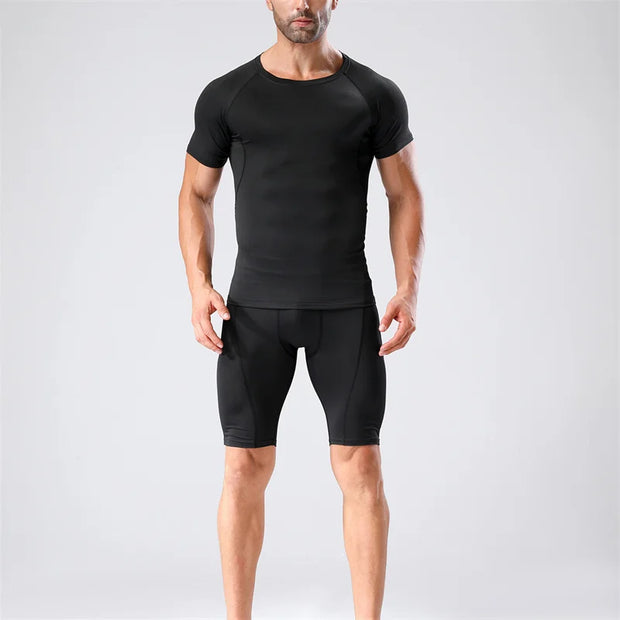 Gym Tight Training Clothing Workout Jogging Sports Set Fitness Men's Compression Thin Underwear Top Shorts Sportswear