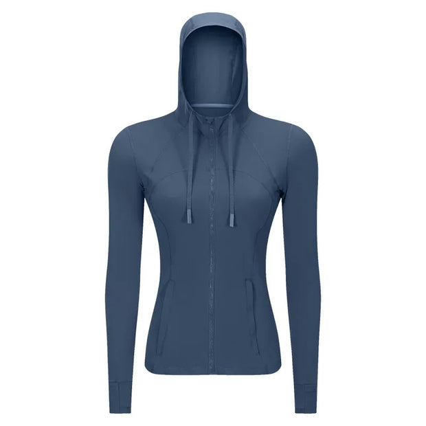 New Women's Sports Hoodie Jacket - Slim Fit Zip-up Stretchy Running, Yoga Outerwear