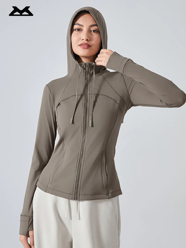 New Women's Sports Hoodie Jacket - Slim Fit Zip-up Stretchy Running, Yoga Outerwear