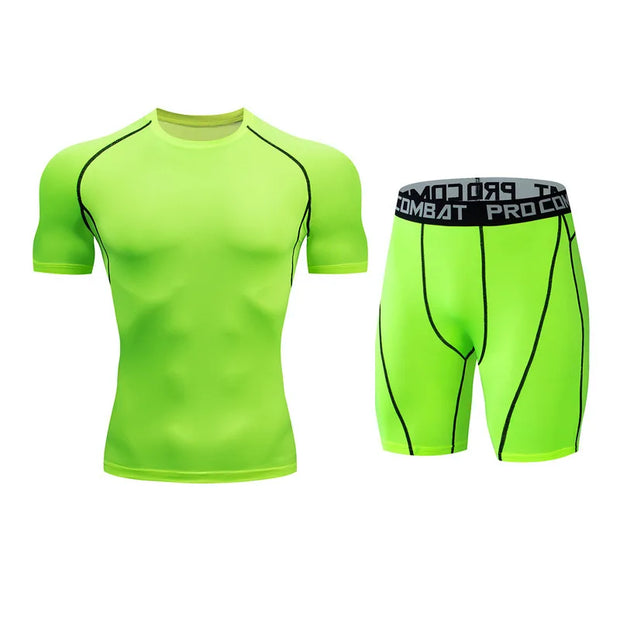 Gym Tight Training Clothing Workout Jogging Sports Set Fitness Men's Compression Thin Underwear Top Shorts Sportswear