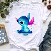 Kawaii stitch T Shirt Women Summer Tops Cartoon Heart Graphic Tees Cute Anime T-shirt Female Tshirt  Clothes