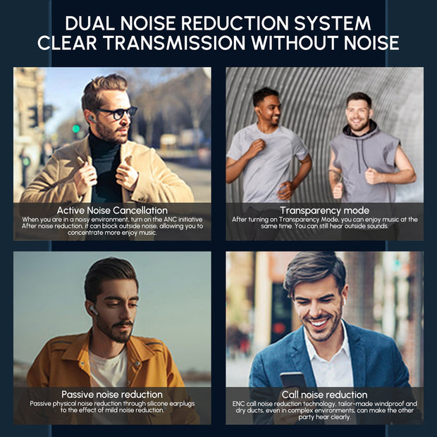 Dual Noise Cancelling True Wireless Earbuds Bluetooth Headphones