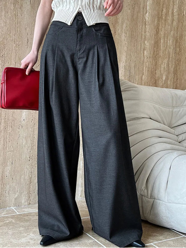 ZOCI Women's Suit Pants Solid Color Straight Wide Leg Trousers For Female Office Lady Old Money Aesthetic 2025 Spring New FC1200