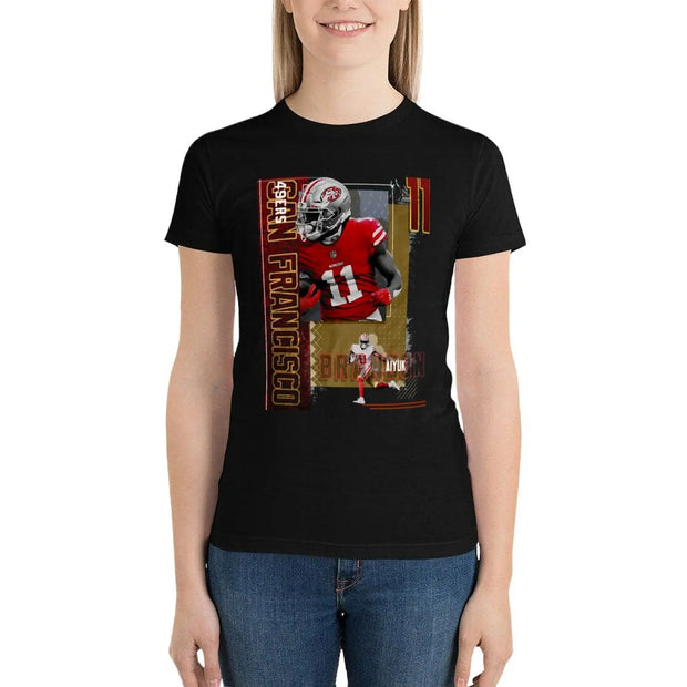 Brandon sport Aiyuk Football Paper 49ers 2 T-Shirt plus size tops anime kawaii clothes plus sizes t shirts for Women loose fit