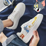 Cat and Mouse Tom And Jerry white Canvas shoes For Man 2025 Spring New Cartoon Students Versatile Hand-Painted Board women Shoes