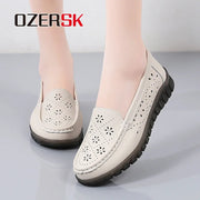 OZERSK Summer Women's Small White Shoes Non-Slip Hollow Breathable Ladies Casual Lightweight Soft Sole Single Shoes Size 35-41