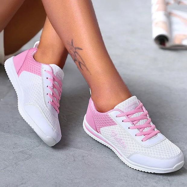 2025 New Sneakers For Women Breathable Fashion Walking Plus Size Sneakers Women Mesh Fabric Lace Up Female Footwear Shoes Women