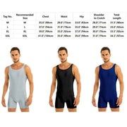 Men Stretchy Bodysuit Sleeveless Wrestling Singlet Boxer Shorts Gymnastics Leotard Jumpsuit Swimwear Swimsuit Bathing Suit