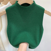 Women's Vest Tank Top Solid Color Knitted Tees T-Shirt Top Cropped Top Camisole Sweater Half-turtleneck Spring Autumn Sleeveless