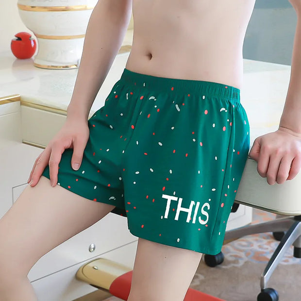 Cotton Mens Arrow Pants Fashion Printed Homewear Boxer Shorts Male Loose Breathable Panties Comfortable Sleepwear Underpants