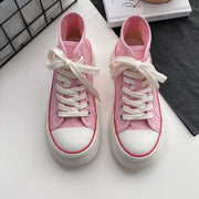 Woman plimsolls laced up platform trainers girls espadrilles fashion sports shoes New pink canvas shoes women's high top sneaker