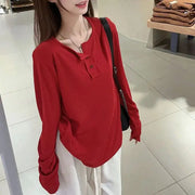 Korean lazy style loose long-sleeved T-shirt women's autumn new mid-length hot girl fashion pullover top trend