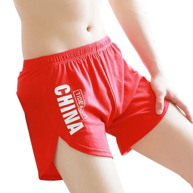 Fashion Loose Men's Underwear 100%Cotton Soft Mid Waist Arrow Pants Breathable Underpants Boys Large Size Boxer Shorts Sleepwear