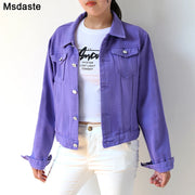 Denim Coat For Women Casual Chaqueta Mujer Casaco Jaqueta Feminina New Spring Autumn Purple Short Jeans Jackets Coats Outerwear