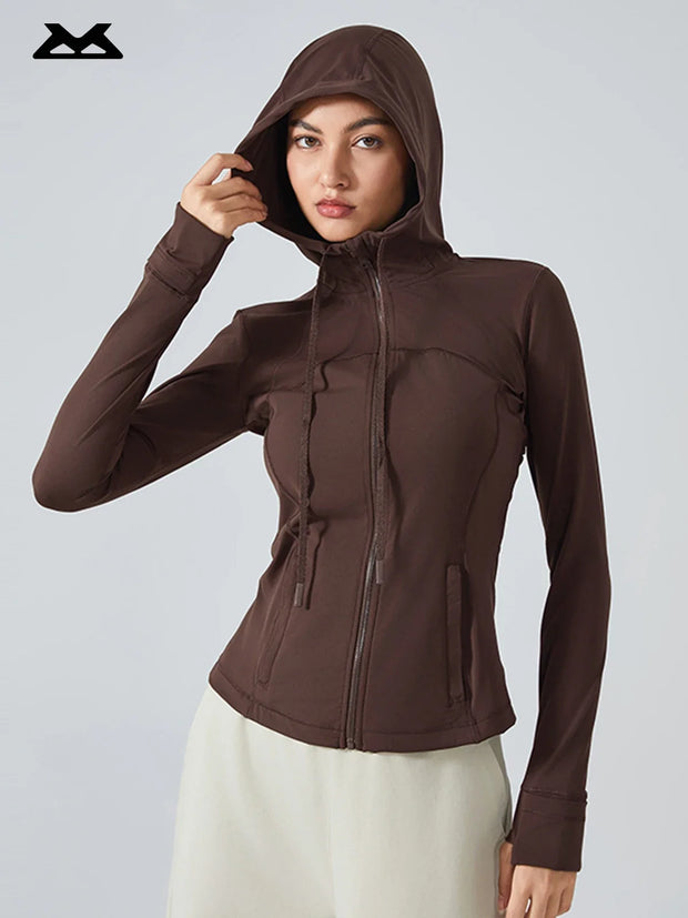 New Women's Sports Hoodie Jacket - Slim Fit Zip-up Stretchy Running, Yoga Outerwear