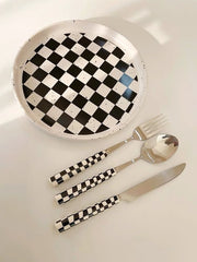 6 - Pack Modern Checkered Flatware Sets ( $4 / count )