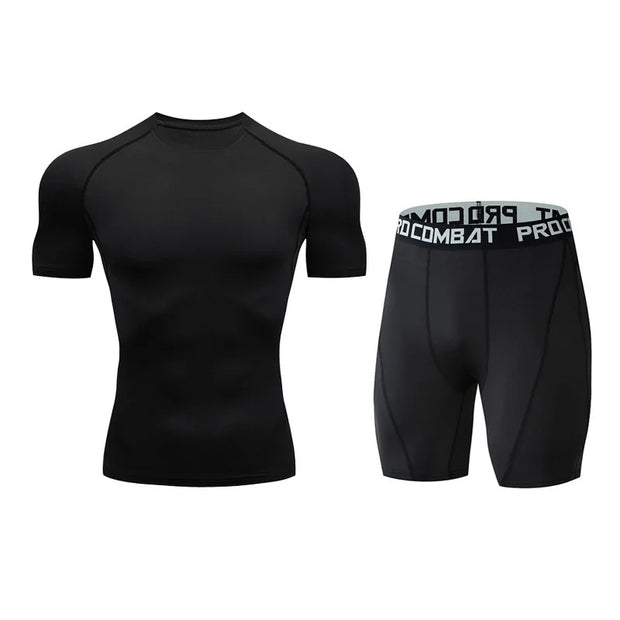 Gym Tight Training Clothing Workout Jogging Sports Set Fitness Men's Compression Thin Underwear Top Shorts Sportswear