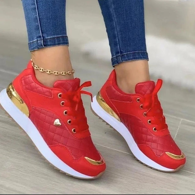 Platform Women Sneakers 2024 New Fashion Lace Up Ladies Casual Flats Outdoor Running Walking Shoes Comfortable Female Footwear