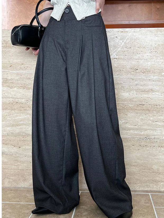 ZOCI Women's Suit Pants Solid Color Straight Wide Leg Trousers For Female Office Lady Old Money Aesthetic 2025 Spring New FC1200