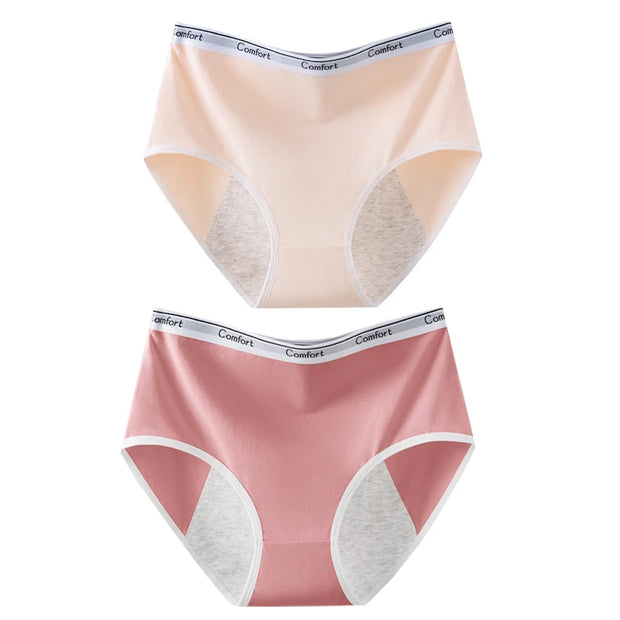 2pcs Girl Menstrual Panties Women's Physiological Briefs Ladies Period Leak Proof Panty High Waist Cotton Underwear