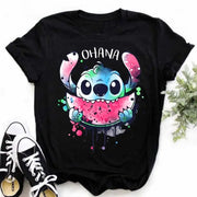 Kawaii stitch T Shirt Women Summer Tops Cartoon Heart Graphic Tees Cute Anime T-shirt Female Tshirt  Clothes