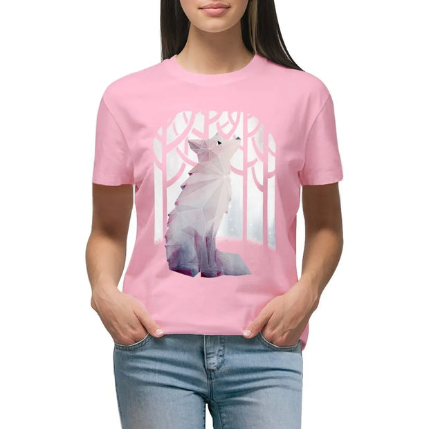 Fox in the Snow T-Shirt plus size tops shirts graphic tees funny Female clothing cropped t shirts for Women