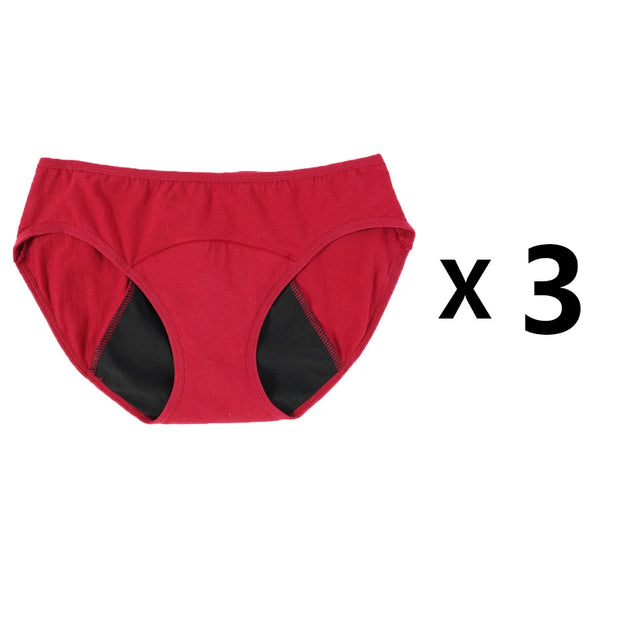 3PCS Cotton Menstrual Panties Leak Proof Briefs Women Physiological Pants Female Quick-dry Underwear Plus Size M-3XL