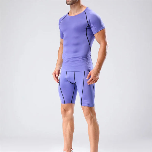 Gym Tight Training Clothing Workout Jogging Sports Set Fitness Men's Compression Thin Underwear Top Shorts Sportswear