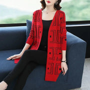 Sweater Cardigan Versatile Spring and Autumn Style Outerwear for Middle-aged Women Windbreaker Cardigan Knitted Jacket