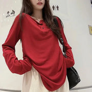 Korean lazy style loose long-sleeved T-shirt women's autumn new mid-length hot girl fashion pullover top trend