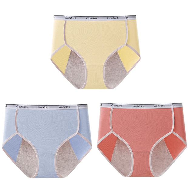 3pcs Girl Menstrual Panties Women's Physiological Briefs Ladies Period Leak Proof Panty High Waist Cotton Underwear