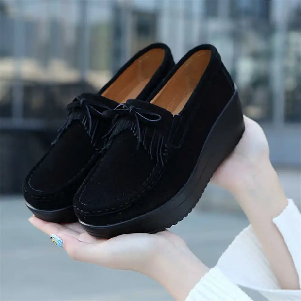 35-39 With Fringes Ladies Sneakers Black Vulcanize Black Boot Woman Loafer Shoes Sport New Fast Hospitality Badkets Best