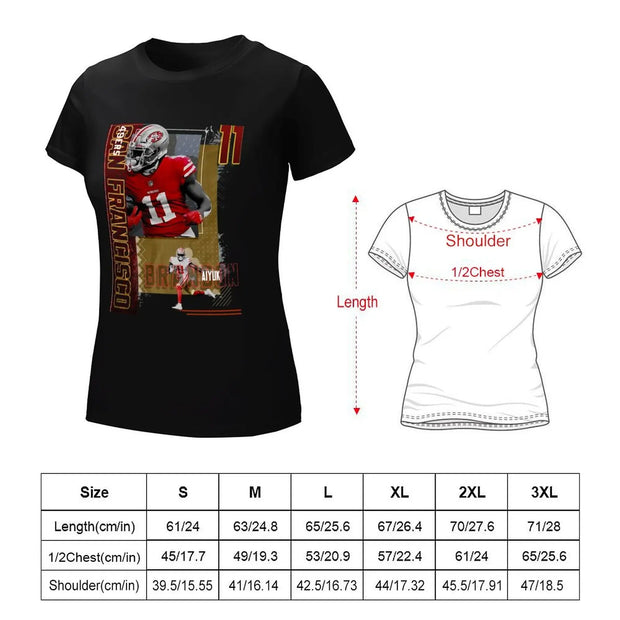 Brandon sport Aiyuk Football Paper 49ers 2 T-Shirt plus size tops anime kawaii clothes plus sizes t shirts for Women loose fit