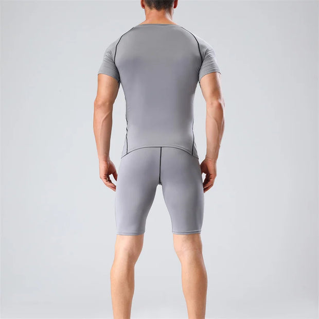 Gym Tight Training Clothing Workout Jogging Sports Set Fitness Men's Compression Thin Underwear Top Shorts Sportswear